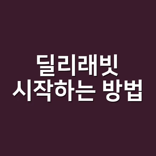 딜리래빗 시작하는 방법, 배송 알바 전에 확인할 것들 - 요약