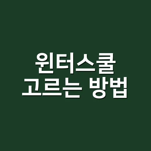 윈터스쿨 고르는 방법, 처음 보내기 전 꼭 따져볼 것들 - 요약