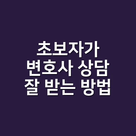 초보자가 변호사 상담 잘 받는 방법 - 요약
