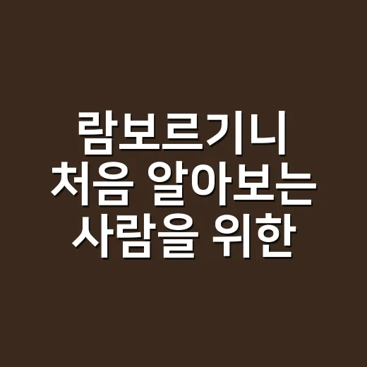 람보르기니 처음 알아보는 사람을 위한 모델 고르는 방법 - 요약