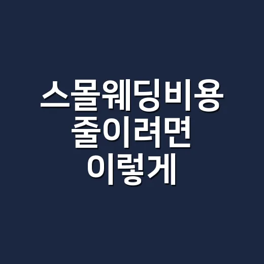 스몰웨딩비용 줄이려…