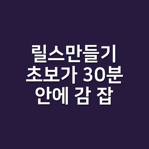 릴스만들기 초보가 30분 안에 감 잡는 방법 - 요약
