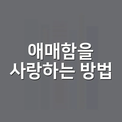 애매함을 사랑하는 방법, 답이 흐릴 때 마음을 덜 흔드는 연습 - 요약