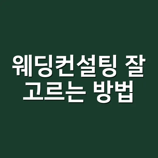 웨딩컨설팅 잘 고르는 방법, 초보 예비부부가 확인할 것들 - 요약