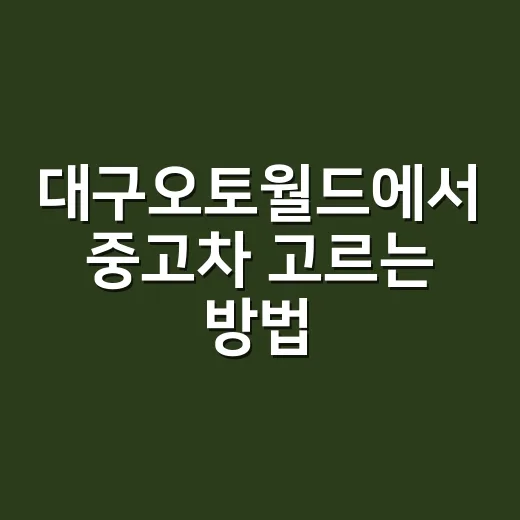 대구오토월드에서 중고차 고르는 방법, 처음 가는 분들을 위한 체크 순서 - 요약