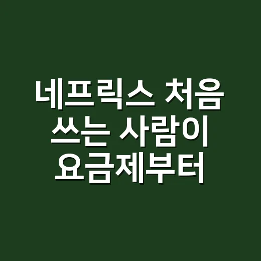 네프릭스 처음 쓰는 사람이 요금제부터 프로필까지 편하게 시작하는 방법 - 요약