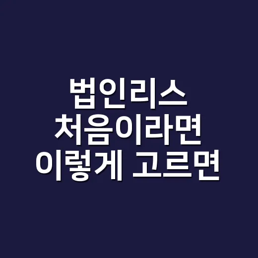 법인리스 처음이라면 이렇게 고르면 됩니다 - 요약