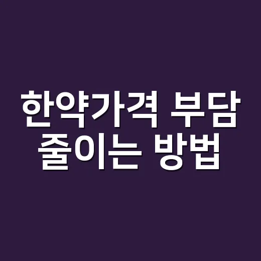 한약가격 부담 줄이는 방법, 초보자가 상담 전에 챙길 것들 - 요약