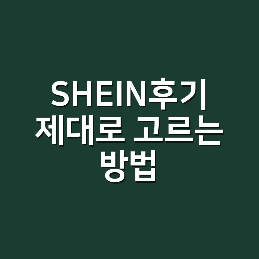 SHEIN후기 제대로 고르는 방법, 사이즈 실패 줄이려면 이렇게 보세요 - 요약