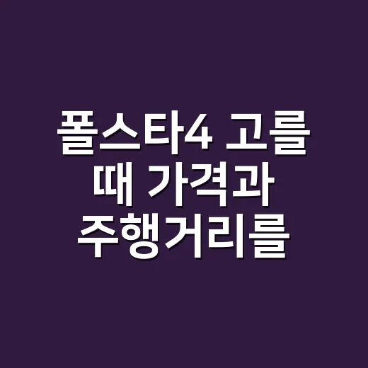 폴스타4 고를 때 가격과 주행거리를 비교하는 방법 - 요약