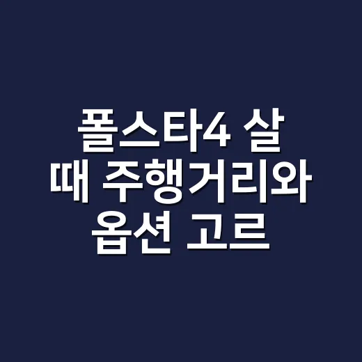 폴스타4 살 때 주행거리와 옵션 고르는 방법 - 요약