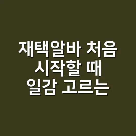 재택알바 처음 시작할 때 일감 고르는 방법 - 요약