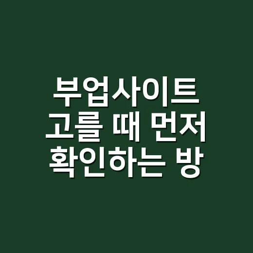 부업사이트 고를 때 먼저 확인하는 방법 - 요약