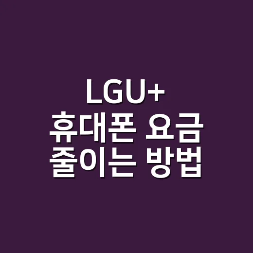 LGU+ 휴대폰 요금 줄이는 방법 - 요약