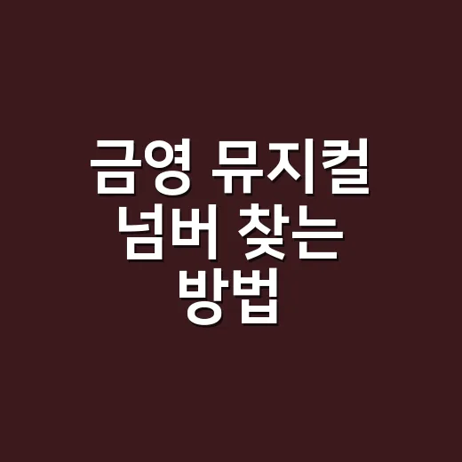 금영 뮤지컬 넘버 찾는 방법, 노래방에서 덜 헤매려면 이렇게 - 요약