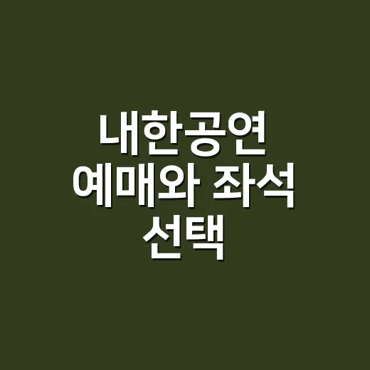 내한공연 예매와 좌석 선택, 실패 줄이는 방법 - 요약