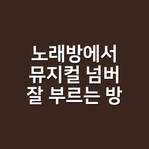 노래방에서 뮤지컬 넘버 잘 부르는 방법, 선곡부터 감정선까지 - 요약