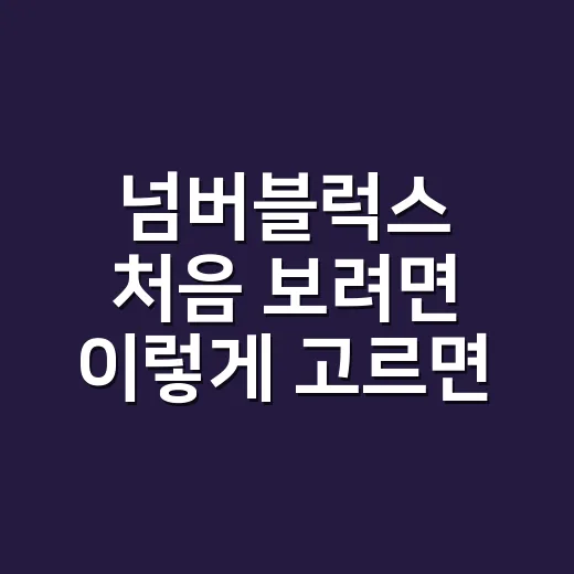 넘버블럭스 처음 보려면 이렇게 고르면 실패가 적습니다 - 요약