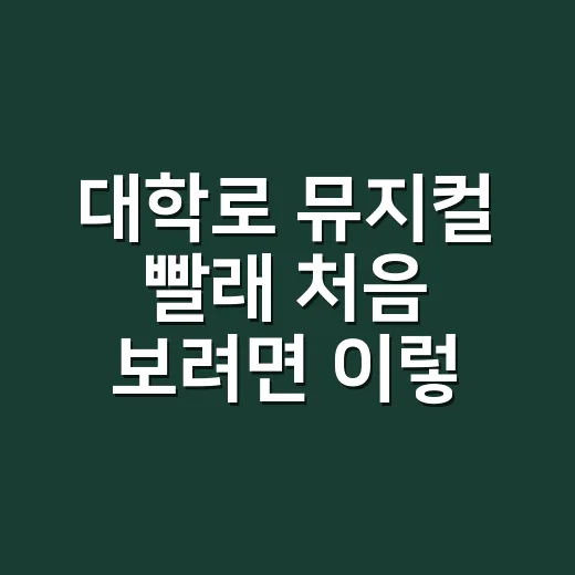 대학로 뮤지컬 빨래 처음 보려면 이렇게 고르면 됩니다 - 요약