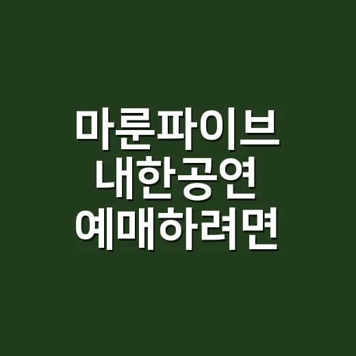 마룬파이브 내한공연 예매하려면 이렇게 준비하세요 - 요약