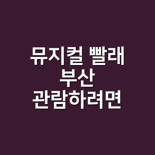 뮤지컬 빨래 부산 …