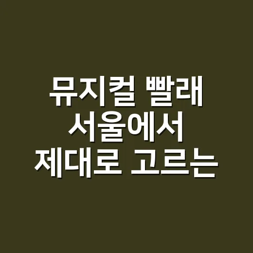 뮤지컬 빨래 서울에서 제대로 고르는 방법 - 요약