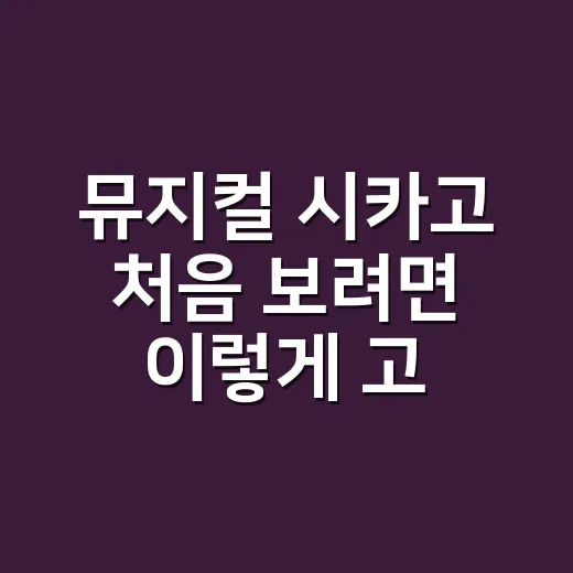 뮤지컬 시카고 처음…