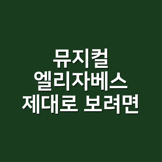 뮤지컬 엘리자베스 제대로 보려면 이렇게 고르세요 - 요약