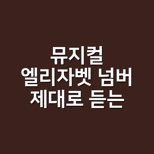 뮤지컬 엘리자벳 넘버 제대로 듣는 방법, 처음 보는 관객을 위한 감상 순서 - 요약