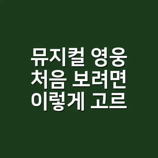 뮤지컬 영웅 처음 보려면 이렇게 고르세요, 줄거리보다 중요한 관람 포인트 - 요약