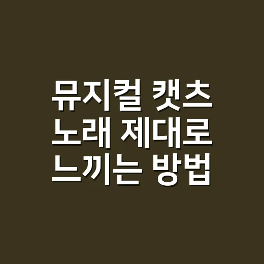 뮤지컬 캣츠 노래 제대로 느끼는 방법, 메모리만 알고 가면 놓치는 것들 - 요약