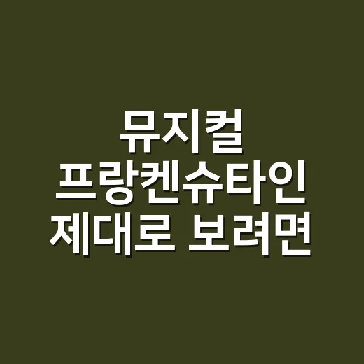 뮤지컬 프랑켄슈타인 제대로 보려면 이렇게 고르세요 - 요약