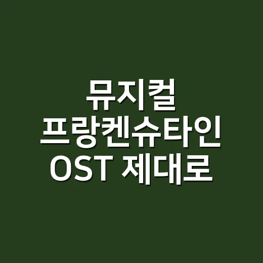 뮤지컬 프랑켄슈타인 OST 제대로 듣는 방법, 넘버 순서보다 감정선을 먼저 잡으세요 - 요약
