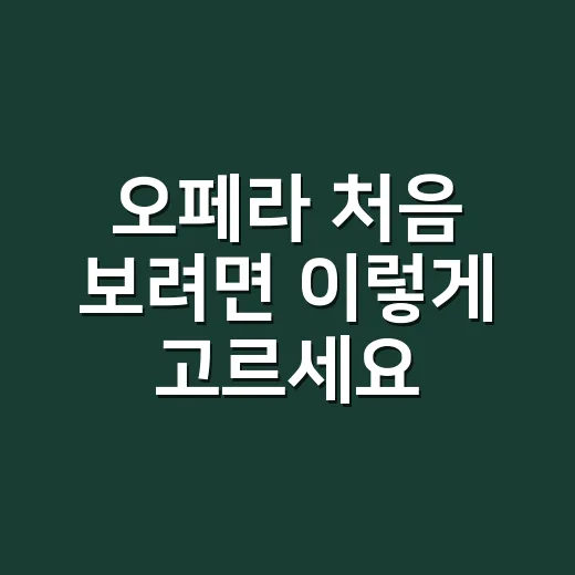 오페라 처음 보려면 이렇게 고르세요: 작품·좌석·예매 실패 줄이는 방법 - 요약