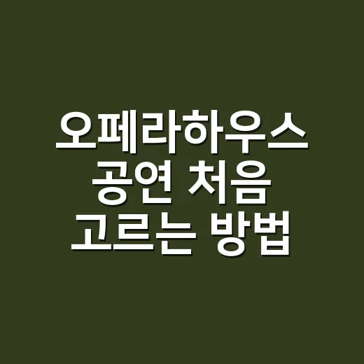 오페라하우스 공연 처음 고르는 방법, 좌석과 작품 선택에서 덜 헤매려면 - 요약