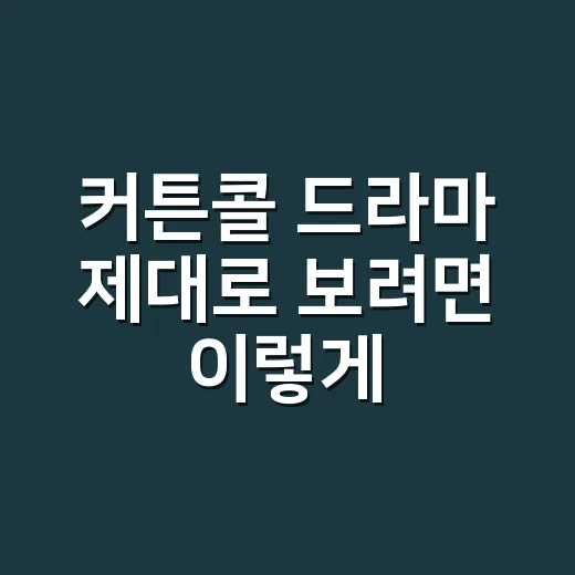 커튼콜 드라마 제대로 보려면 이렇게 보세요 - 요약