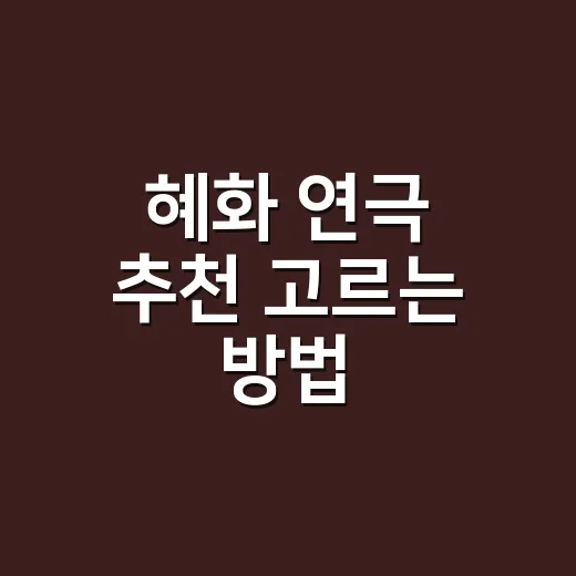 혜화 연극 추천 고르는 방법: 초보자도 실패 줄이는 대학로 관람 기준 - 요약