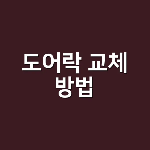 도어락 교체 방법, 혼자 해도 되는 상태인가요? - 요약