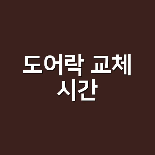 도어락 교체 시간, 왜 집마다 이렇게 차이 날까요? - 요약