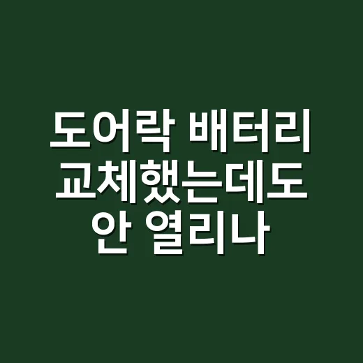 도어락 배터리 교체했는데도 안 열리나요? 출장 부르기 전 30초 점검법 - 요약
