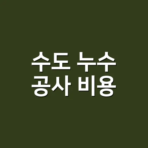 수도 누수 공사 비용, 어디서 새느냐에 따라 왜 이렇게 차이 날까요? - 요약