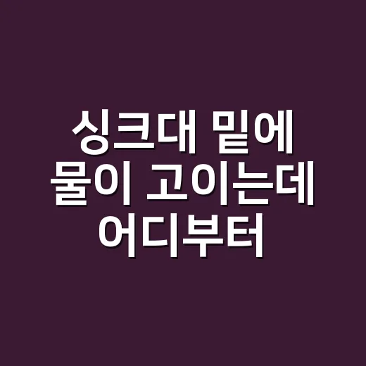 싱크대 밑에 물이 고이는데 어디부터 확인해야 할까요? - 요약