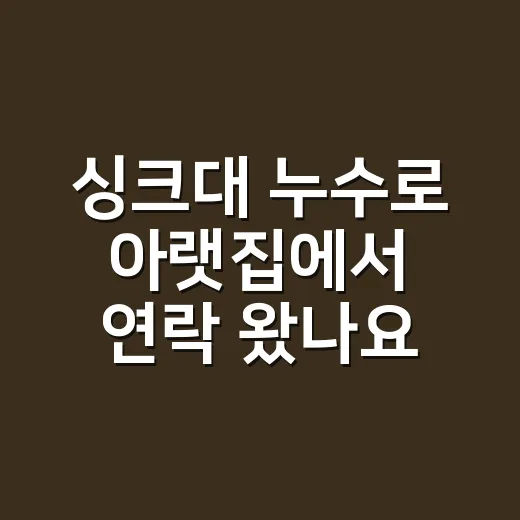 싱크대 누수로 아랫집에서 연락 왔나요? 먼저 어디를 봐야 할까요? - 요약