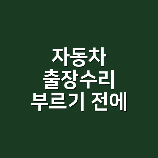 자동차 출장수리 부르기 전에 30초만 확인해 보셨나요? - 요약