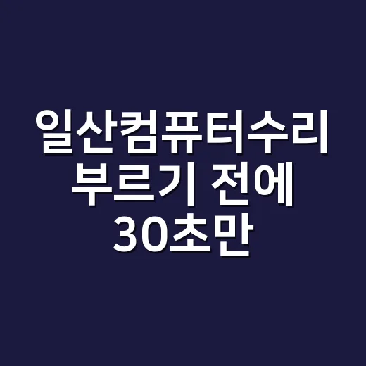 일산컴퓨터수리 부르기 전에 30초만 확인해 보셨나요? - 요약