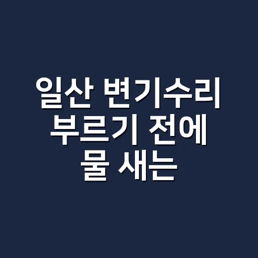 일산 변기수리 부르기 전에 물 새는 소리부터 확인하셨나요? - 요약