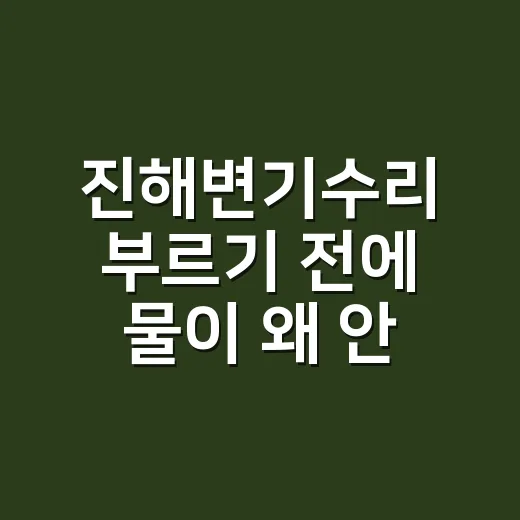진해변기수리 부르기 전에 물이 왜 안 내려가는지 확인하셨나요? - 요약