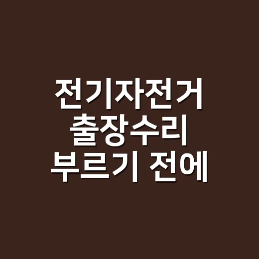 전기자전거 출장수리 부르기 전에 뭘 먼저 확인해야 할까요? - 요약