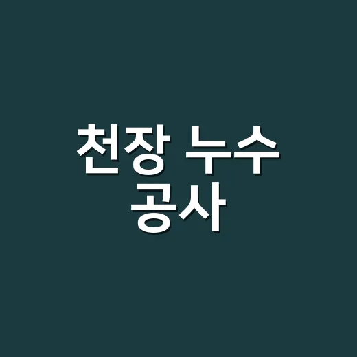 천장 누수 공사, 물자국만 보고 바로 뜯어도 될까요? - 요약