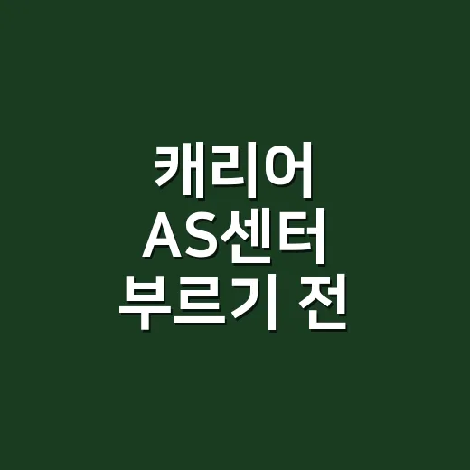 캐리어 AS센터 부르기 전, 정말 출장 접수부터 해야 할까요? - 요약